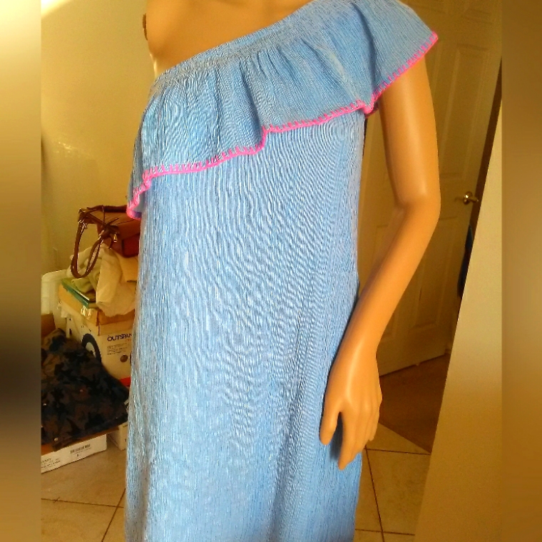 Bnwt Lilly Pulitzer Single Shoulder Dress Blue/ Pink Sz Xxs Fun Sexy Dress